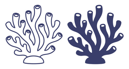 Fototapeta premium coral vector illustration set sea life marine animal aquatic on transparent background