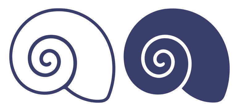 spiral shell clipart icon set line art and solid style vector illustration on transparent background
