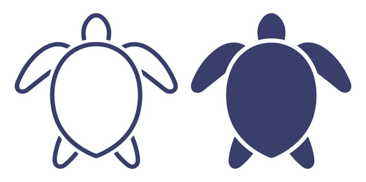sea turtle icon set vector illustration on transparent background