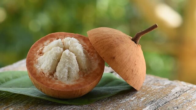 Santol or Sandoricum koetjape (Burm. f.) Merr. fruits on natural background.