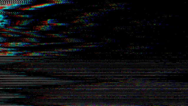 Glitch background with RGB noise, VHS scanlines and digital distortion texture