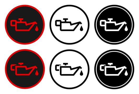 Flat engine oil pressure icons, in outline and solid styles