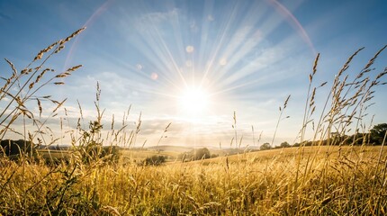 Fototapeta premium Warm Sunlight on Golden Summer Field