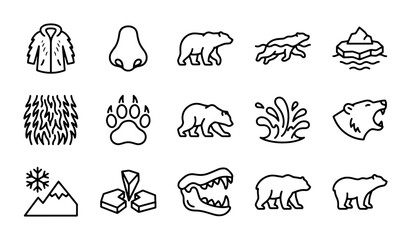 Arctic Wildlife Icons: Polar Bears, Icebergs, and Winter Elements Vector Set © Ariful