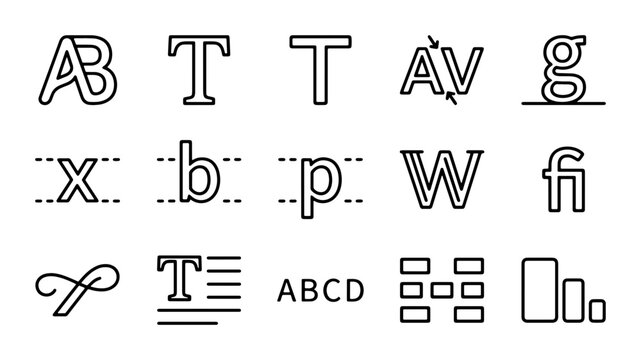 Alphabet Letter Icons, Typography Elements, Font Design Symbols, Calligraphy Styles, Vector Graphics