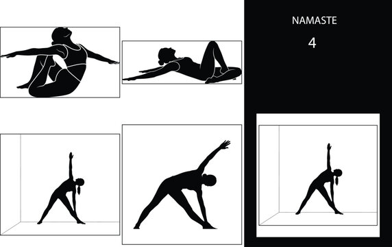 Yoga set of yoga poses silhouettes