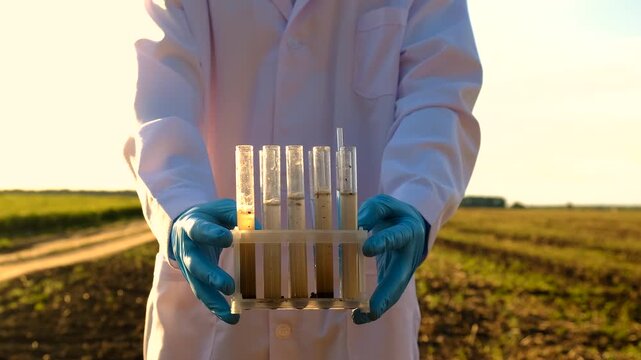 Field soil samples for analysis. Selective focus.