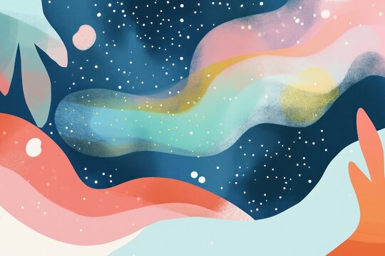Cute aurora illustration graphics painting outdoors.