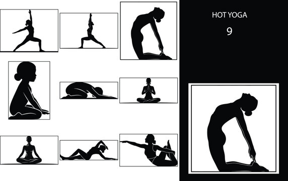 Yoga set of yoga poses silhouettes