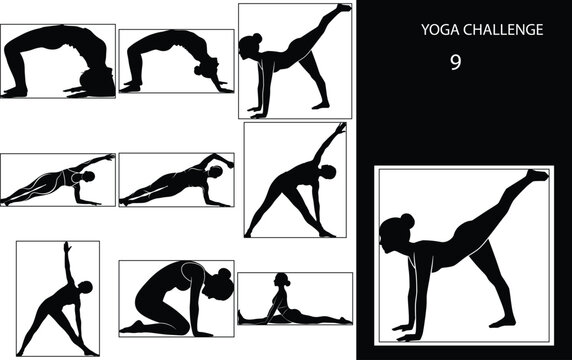Yoga set of yoga poses silhouettes