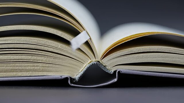 Pages of an Open Book Flipping, Close Up Macro Shot