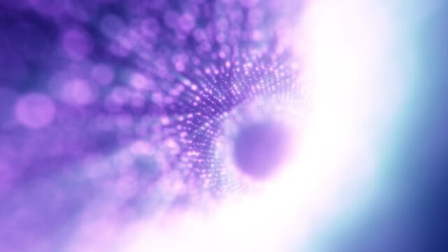 Soft purple particle vortex with glowing dots and bokeh blur