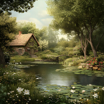 Cozy Cottagecore Garden & Lily Pond