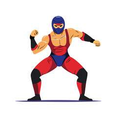 Obraz premium Luchador Wrestler in Red and Blue Costume