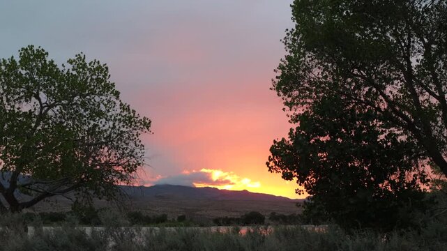 Sunset after a storm at Pahranagat National Wildlife Refuge in Nevada - Part 1 of 4 in sequence