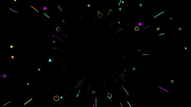 Neon Geometric Lines Bursting Seamless Loop Animation