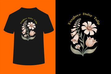 Foxglove Daisy Tulip Vintage Flower Arrangement Wildflower T-Shirt  © ben