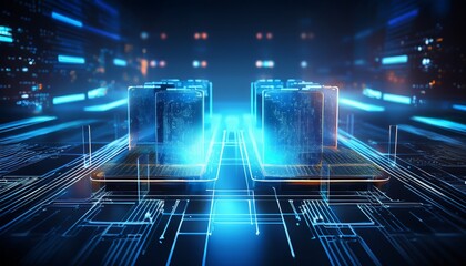 Naklejka premium digital folders network data storage futuristic technology concept