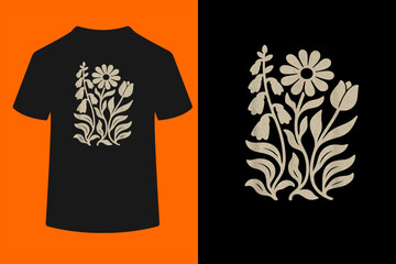 Boho Floral Foxglove Daisy Tulip Subtle Distressed Vintage T-Shirt  © ben