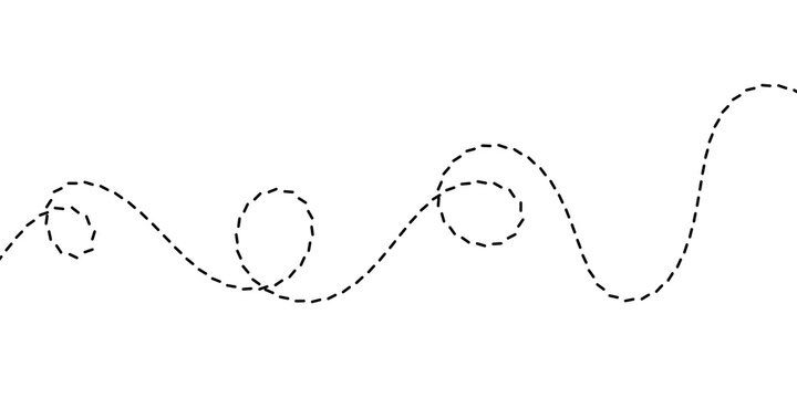 A dotted line creating a wavy abstract shape that traverses across the frame, an irregular path in monochrome