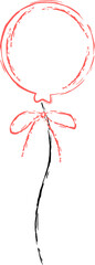 Obraz premium Balloon With Ribbon Sketch Line Art