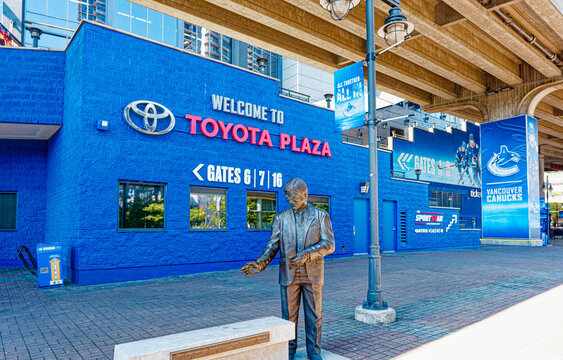 Toyota Plaza at Rogers Arena with Pat Quinn Statue in Downtown Vancouver, British Columbia