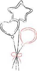 Obraz premium Balloon Bouquet With Ribbon Sketch