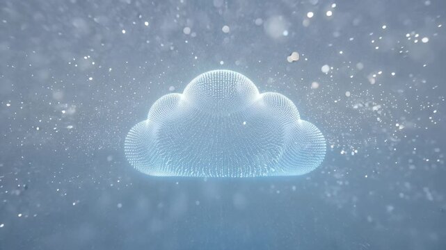 Glowing digital cloud of blue particles and data. serene futuristic particle network