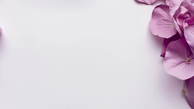 Pink rose petals transition revealing white background