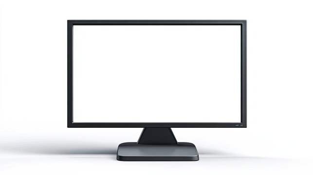 Modern Flat Screen Computer Monitor Display on White Background.