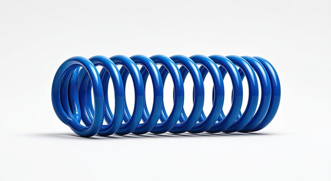 Vibrant Blue Coil Spring on a Clean White Background.