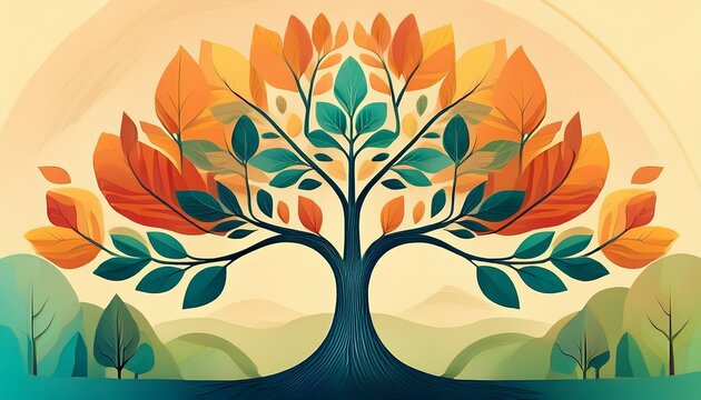 abstract save the forests with tree and leaves representing conservation of woodland simple art