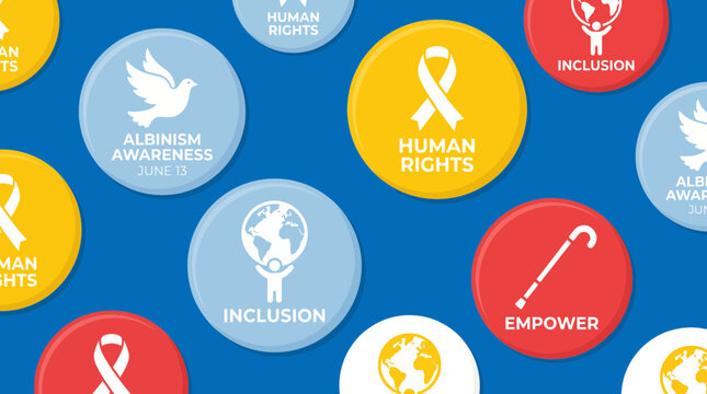 Albinism Awareness Day Pin Button Collection Vector