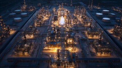 Obraz premium Vast energy networks: birds-eye view of petroleum and petrochemi