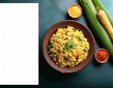 rava upma recipe with a copy space image