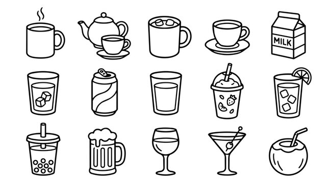 Selection of hot and cold drink icons