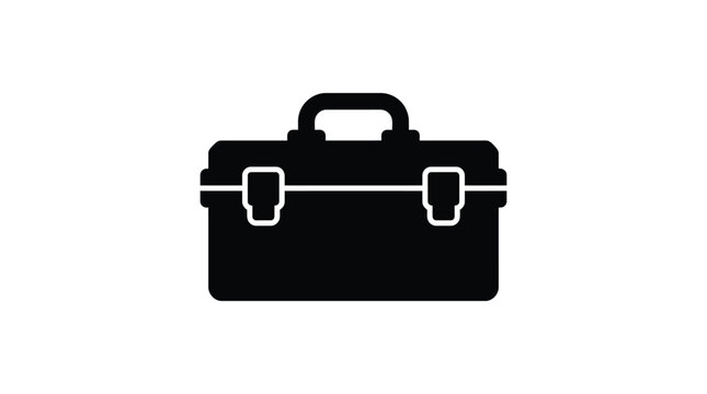 Black Silhouette Of A Toolbox With Handle And Latches