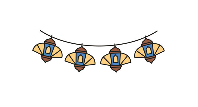 Decorative string of lanterns illustration against white background