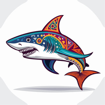 Colorful Tribal Shark Illustration