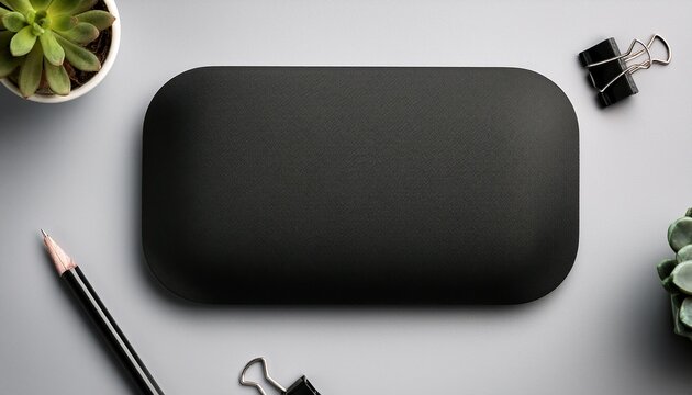 plain black mouse pad mockup top view