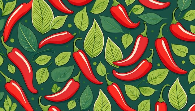 chili peppers and leaves pattern