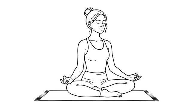 Woman in yoga meditation position sitting.