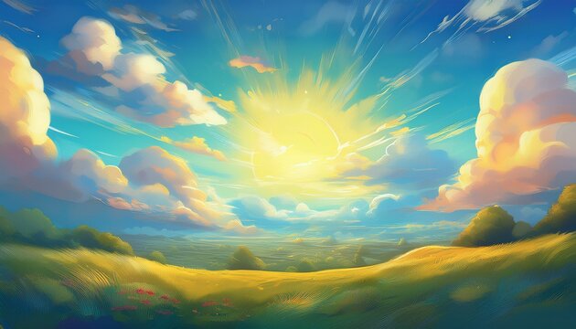 sky sun and clouds digital painting by vita