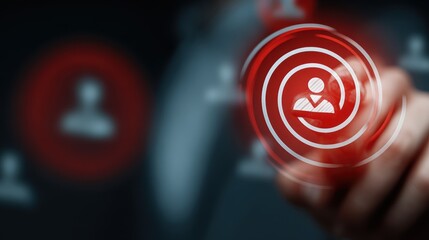 Fototapeta premium HRM or Human Resource Management, manager icon which is among staff icons for human development recruitment leadership and customer target, resume, interview. generate by AI