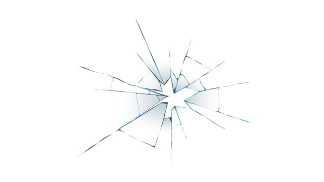 Broken shattered glass texture isolated on white background