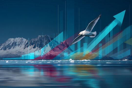 Glimpses of frozen beauty: a gull's dance near the greenland gla