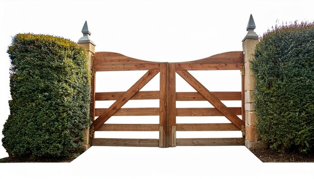 isolated wooden gate with rustic design n vintage rural entrance and countryside barrier