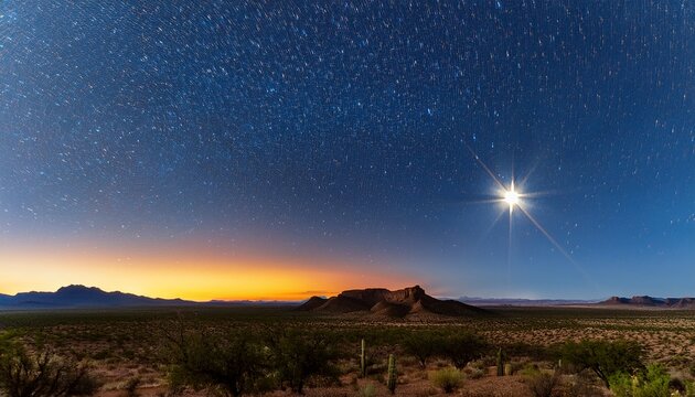 majestic el paso star illuminating the night sky over scenic desert landscape in texas
