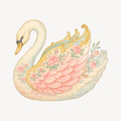 Obraz premium Elegant floral swan illustration.