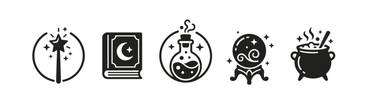 Witchcraft and Magic Glyph Icons Set
